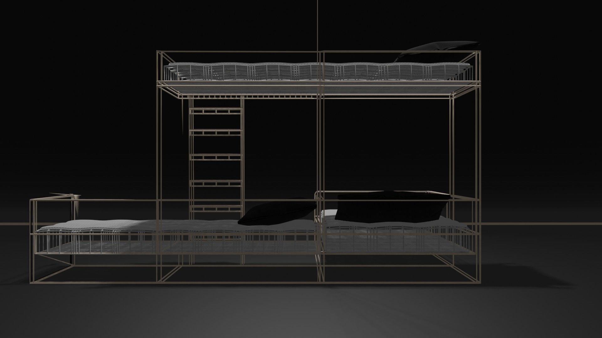 two-storey bed Low-poly 3D model_8