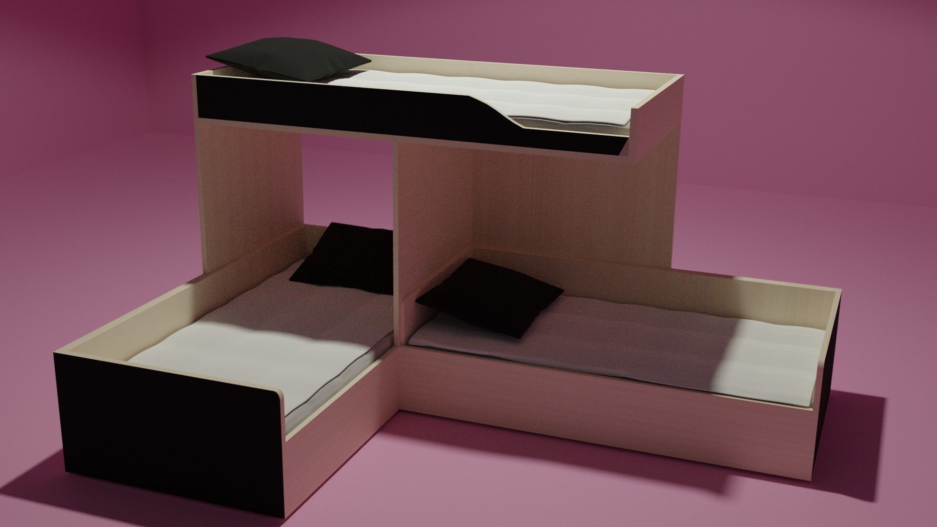 two-storey bed Low-poly 3D model_2