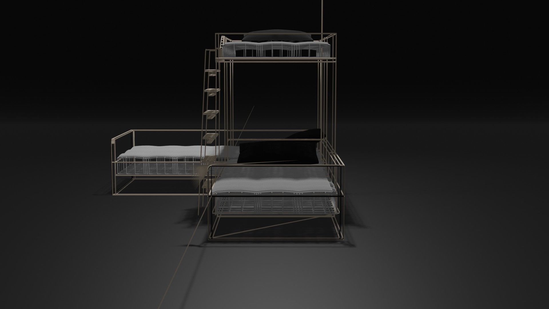 two-storey bed Low-poly 3D model_9