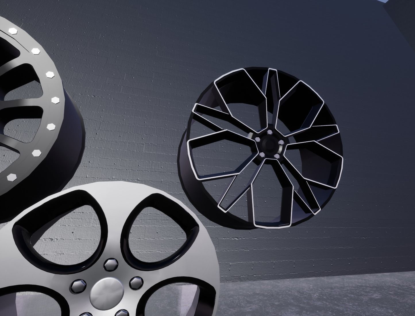 Rims 5 Pack Car Wheels Low-poly 3D model_4