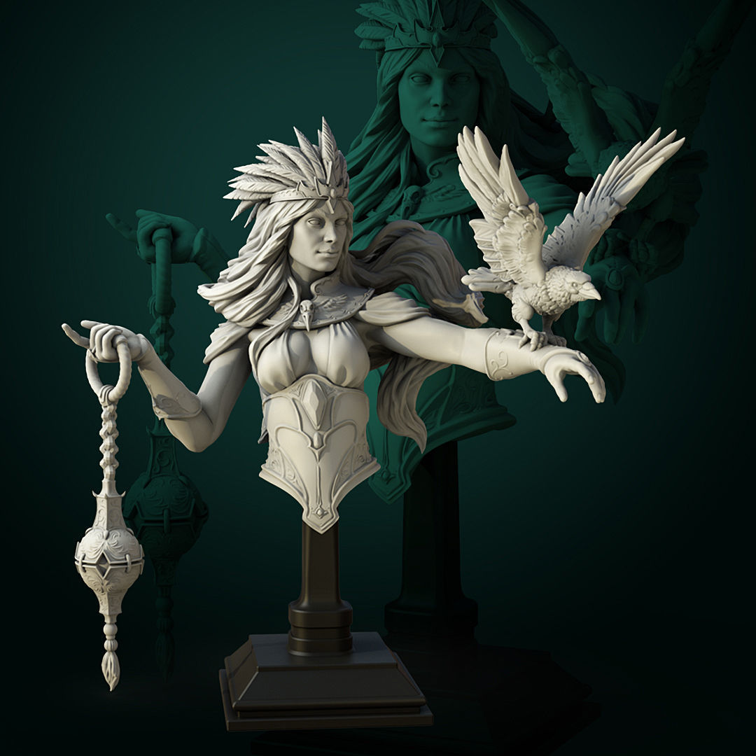 Maletta Crow Mother bust pre-supported 3D print model