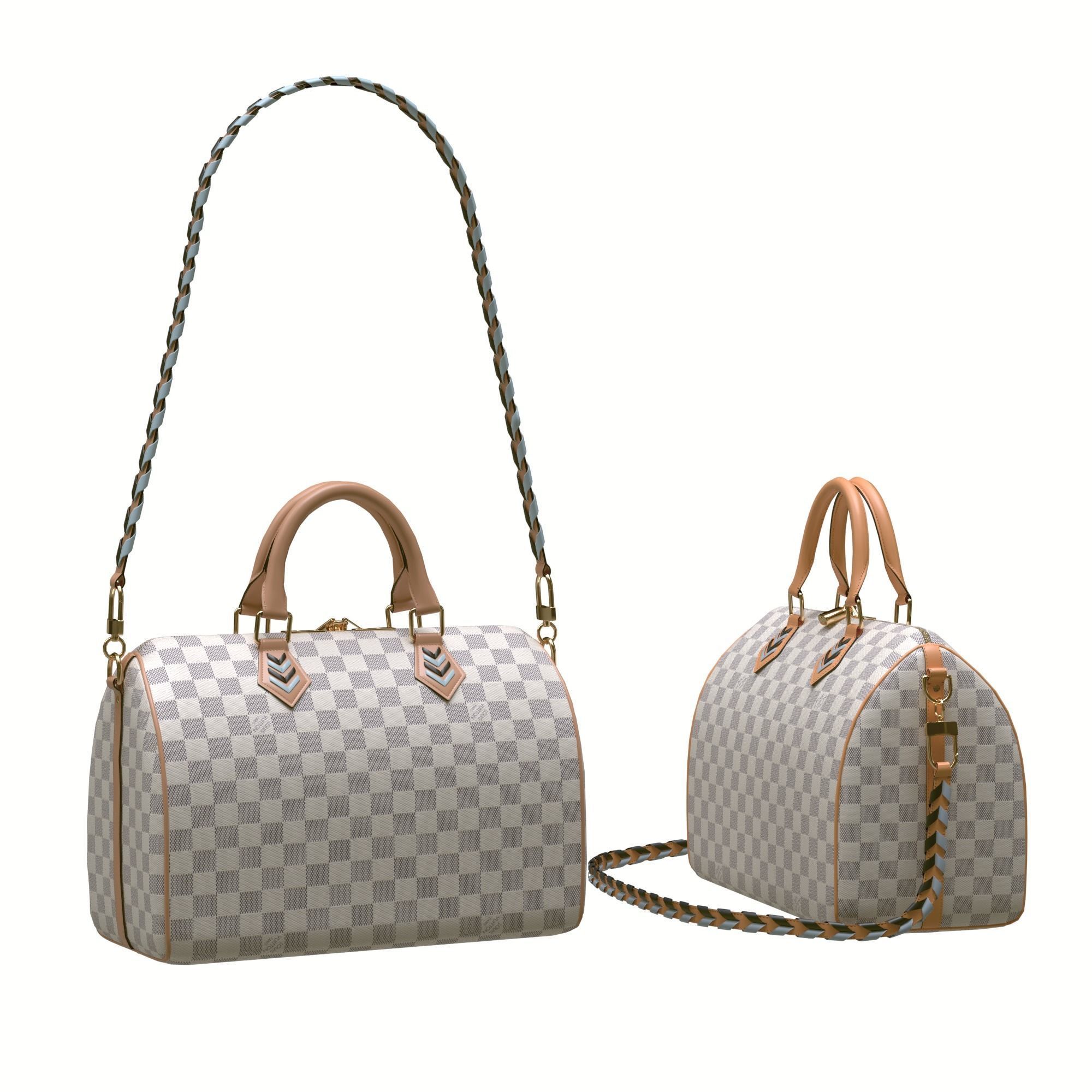 Louis-vuitton-handbag two louis vuitton speedy bags Low-poly 3D model_7
