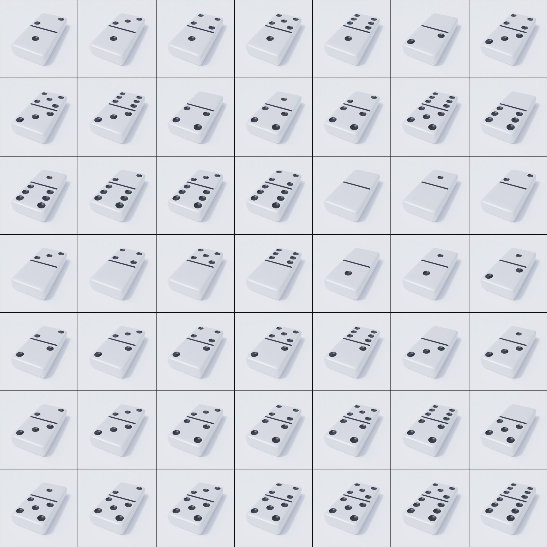 Domino Tile Collection Low-poly 3D model_16