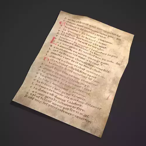 Page of Chanson de Roland Low-poly 3D model