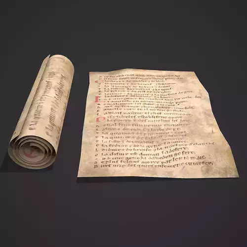Scroll and Page of Chanson de Roland  3D Model Collection