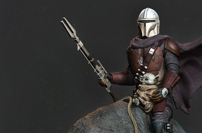 Mandalorian Child and Blurrg 3D print model