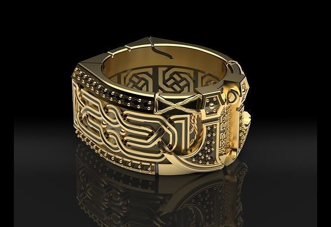 Men Celtic Axe Ring 3D Print Model 3D print model