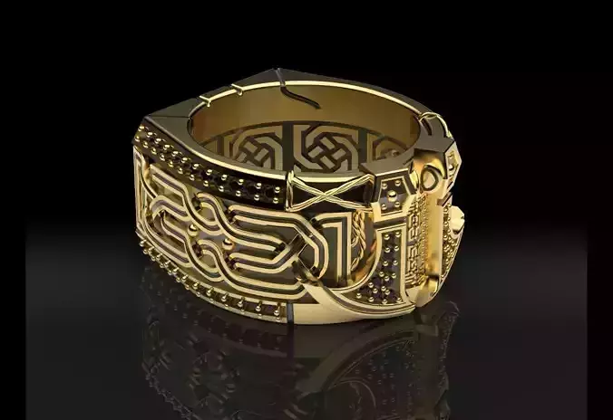 Men Celtic Axe Ring 3D Print Model