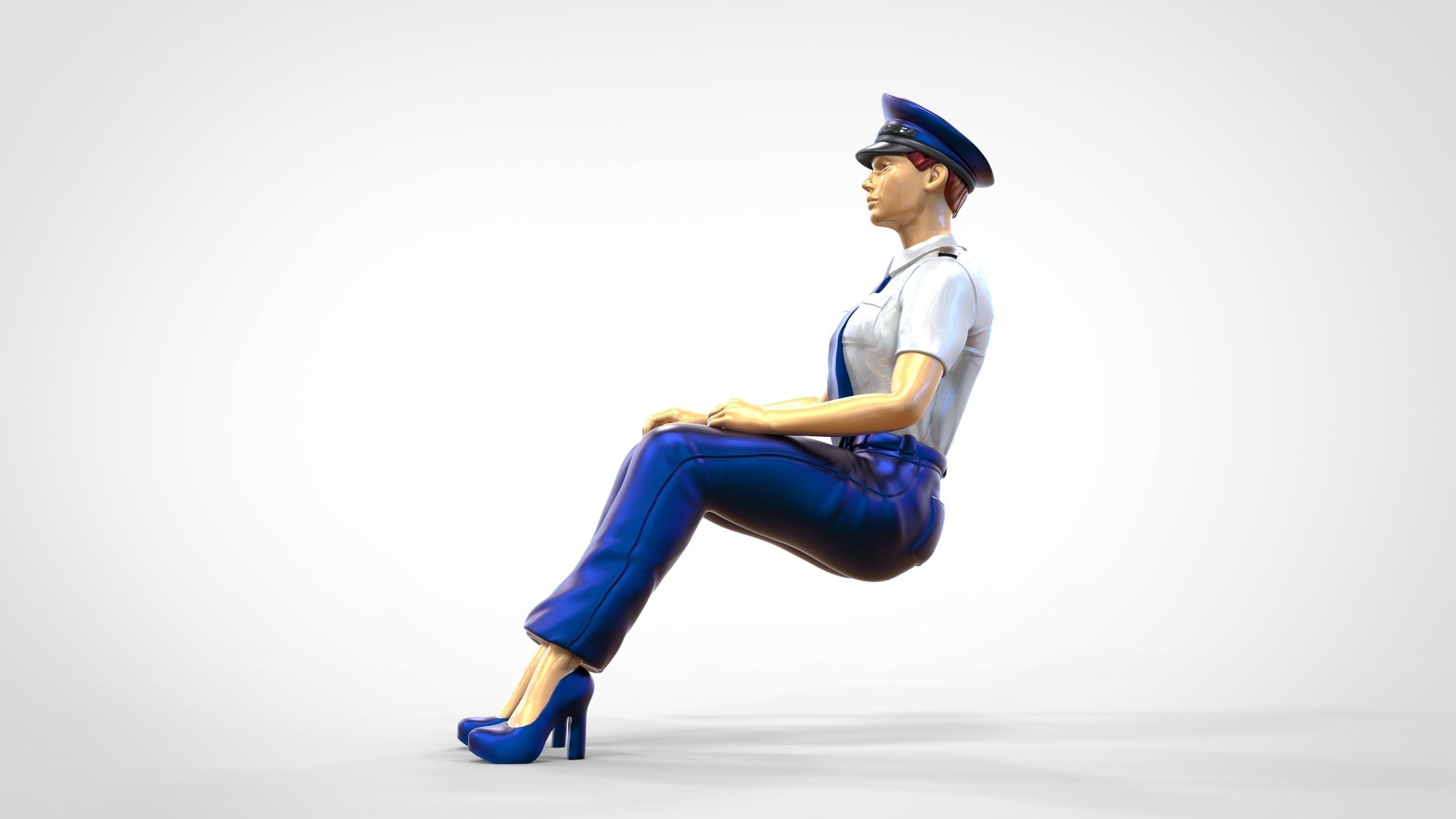 N4 Sitting Woman Pilot 3D print model_14
