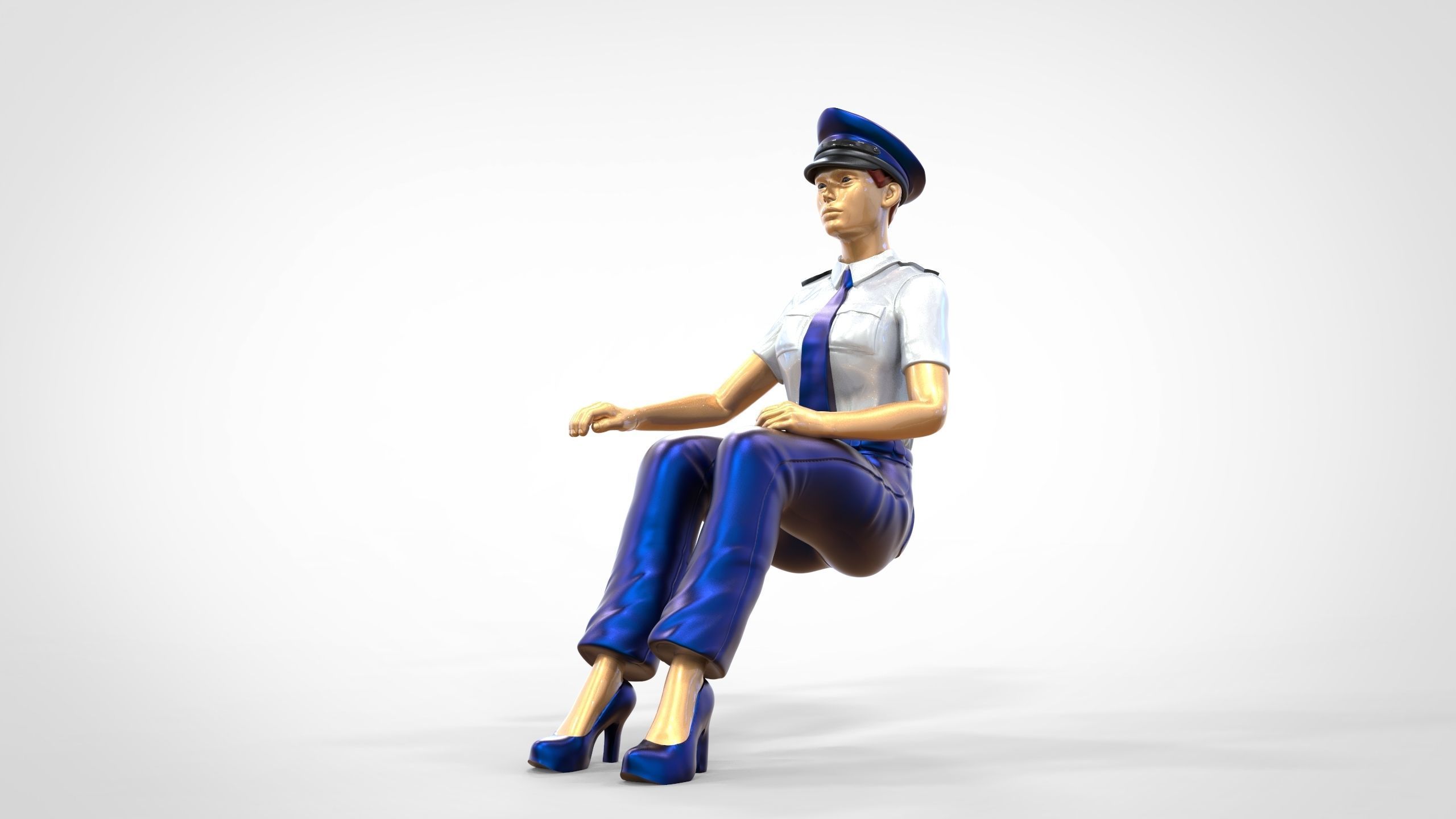 N4 Sitting Woman Pilot 3D print model_16