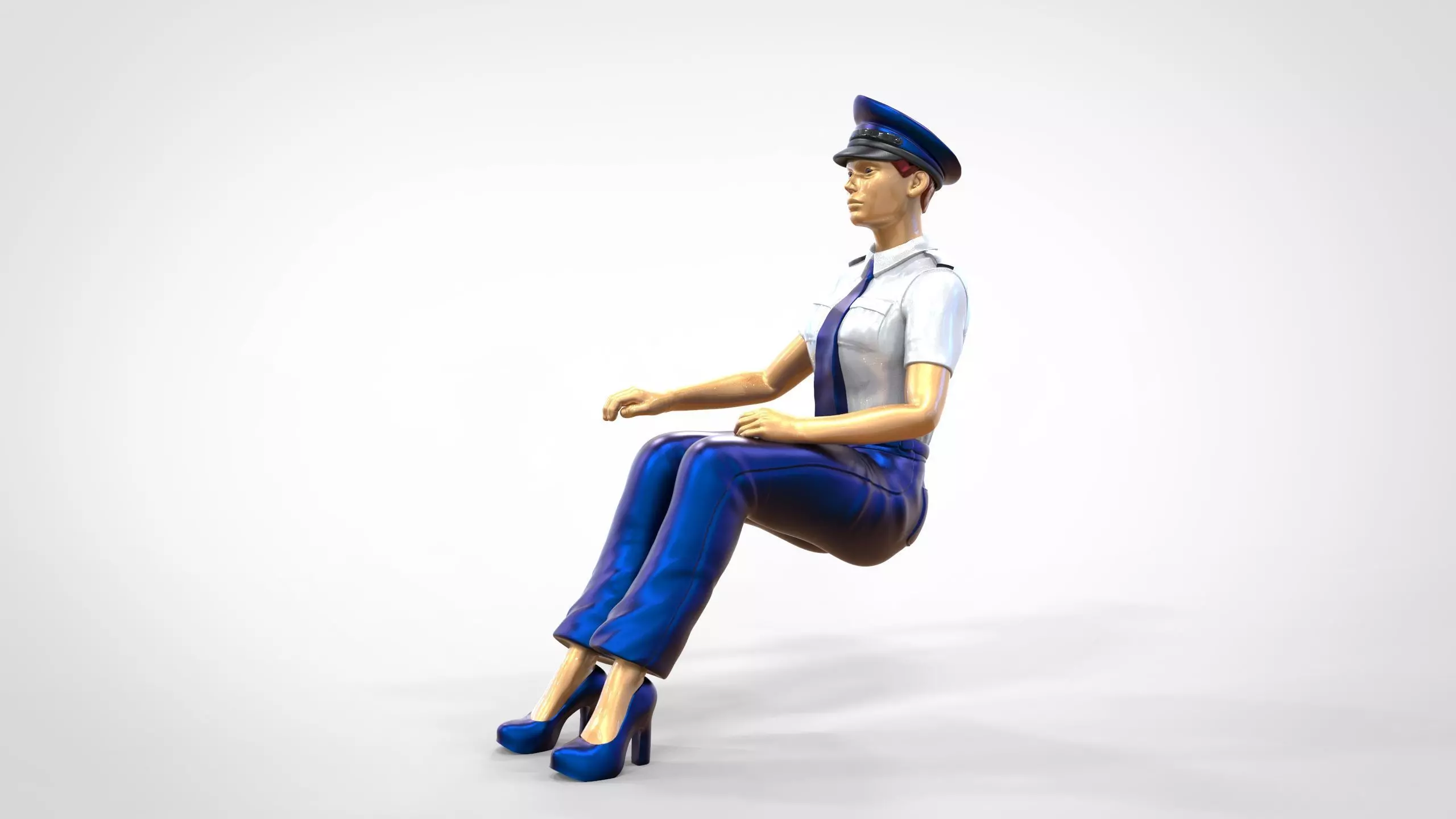 N4 Sitting Woman Pilot 3D print model_0