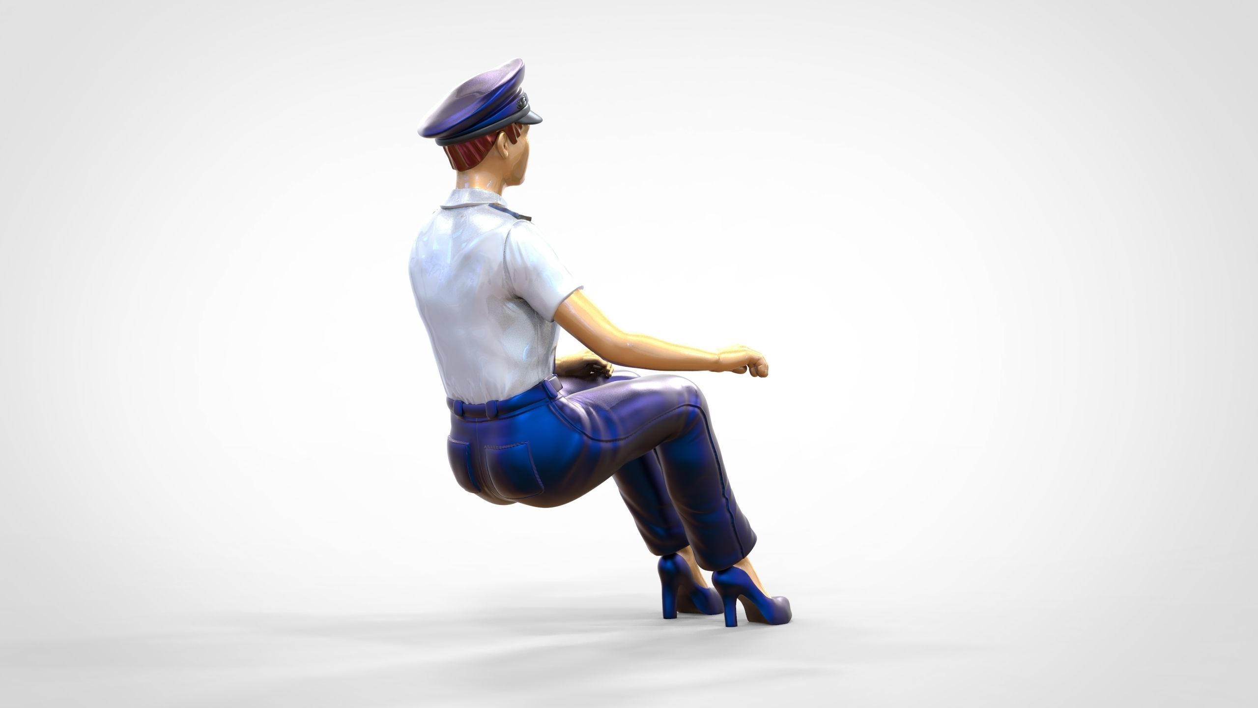 N4 Sitting Woman Pilot 3D print model_7