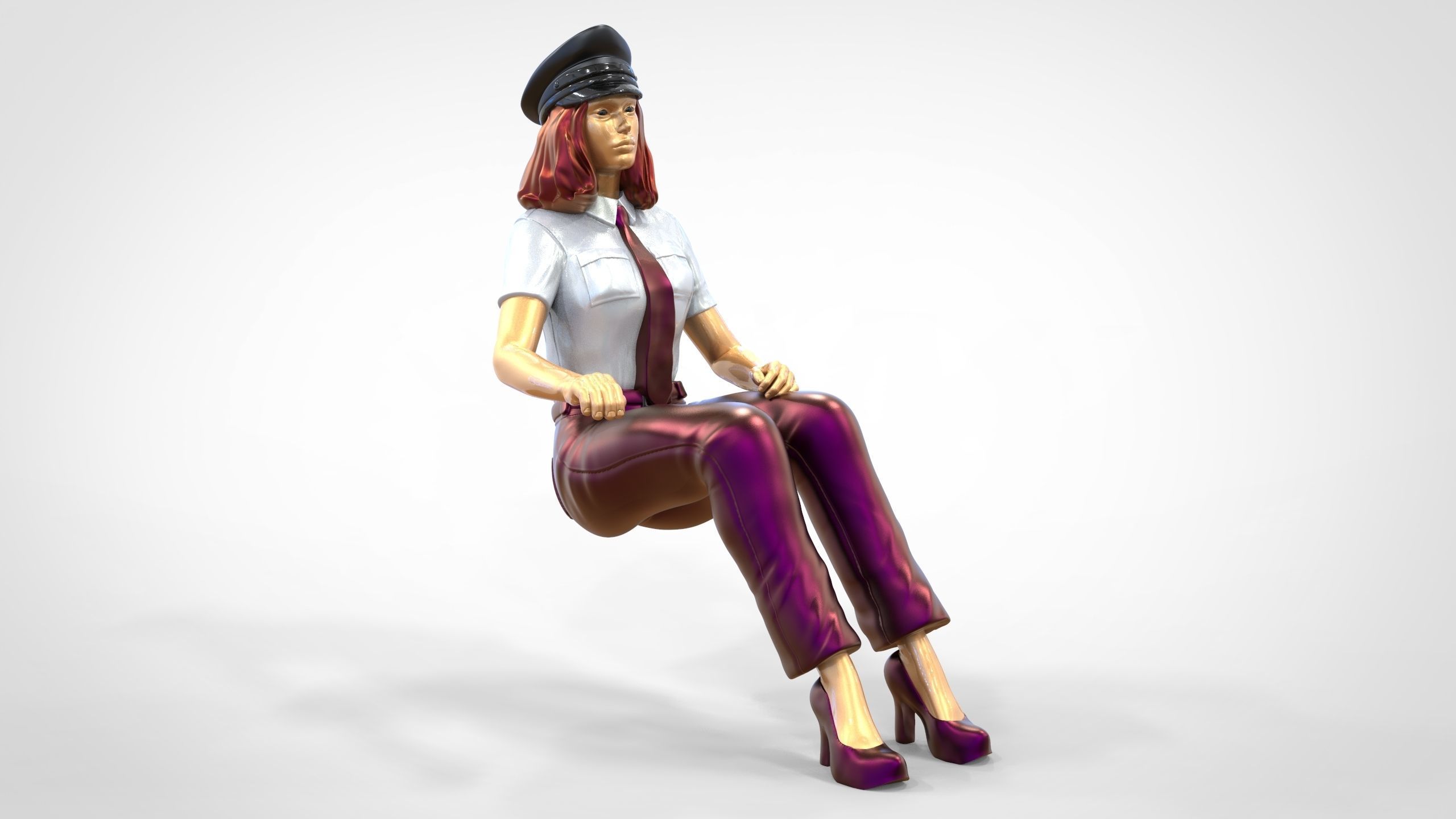 N4 Sitting Woman Pilot 3D print model_1