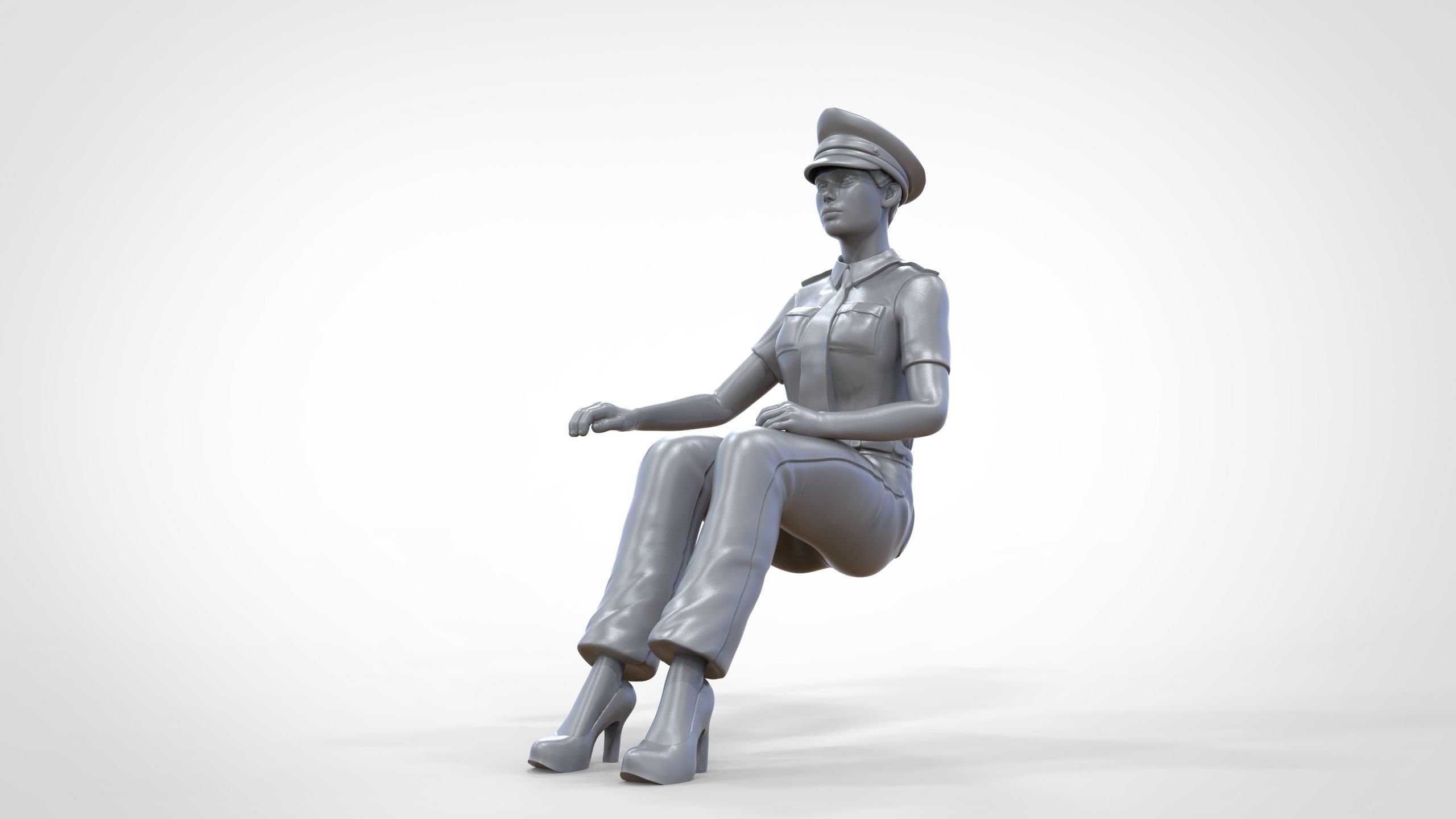 N4 Sitting Woman Pilot 3D print model_31