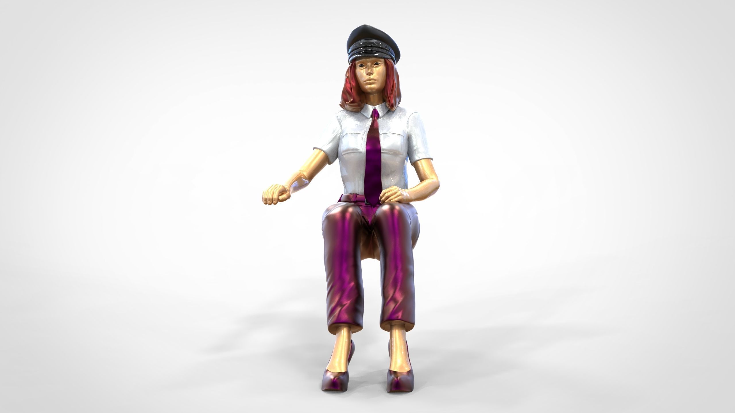 N4 Sitting Woman Pilot 3D print model_2