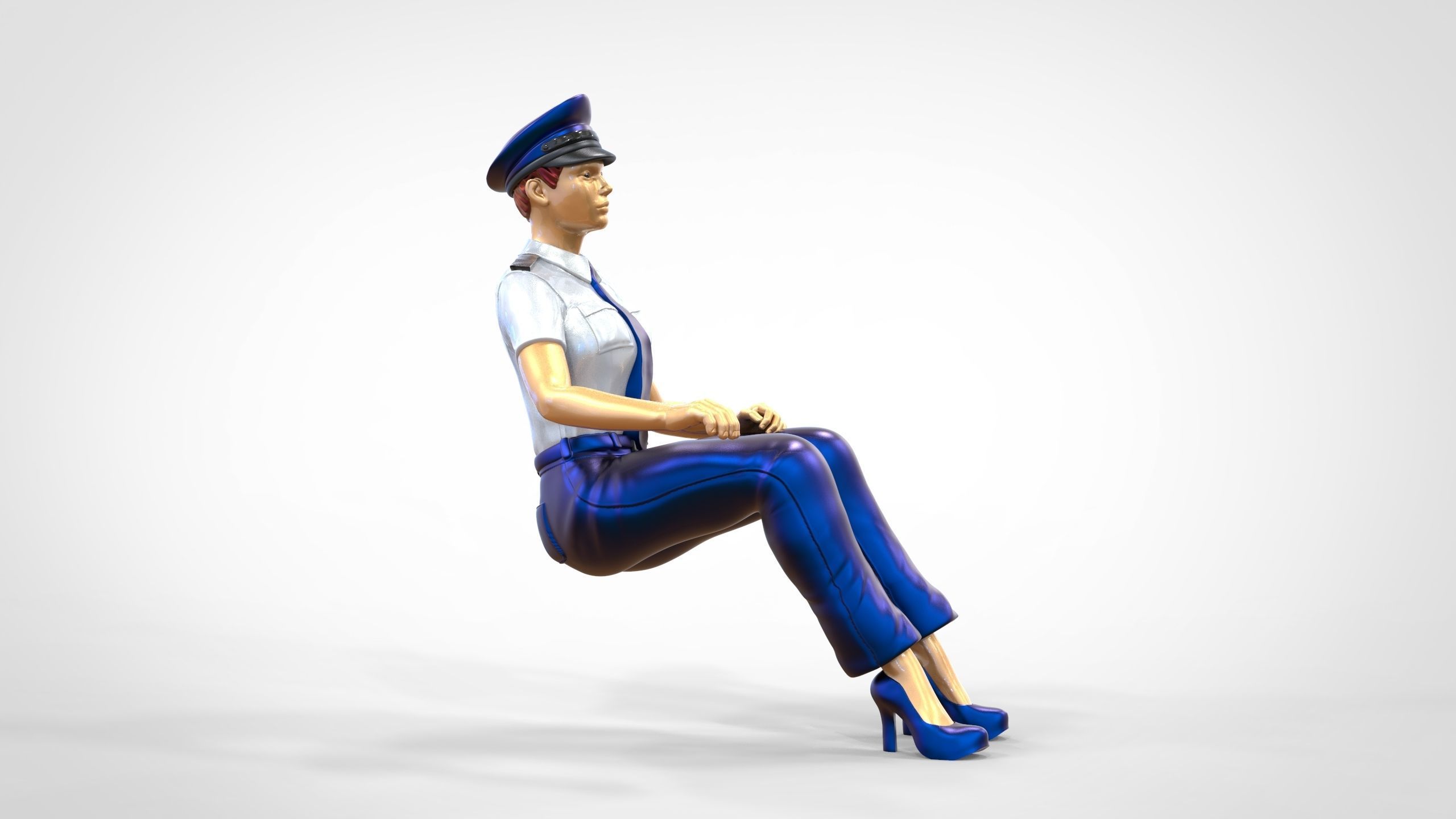 N4 Sitting Woman Pilot 3D print model_3