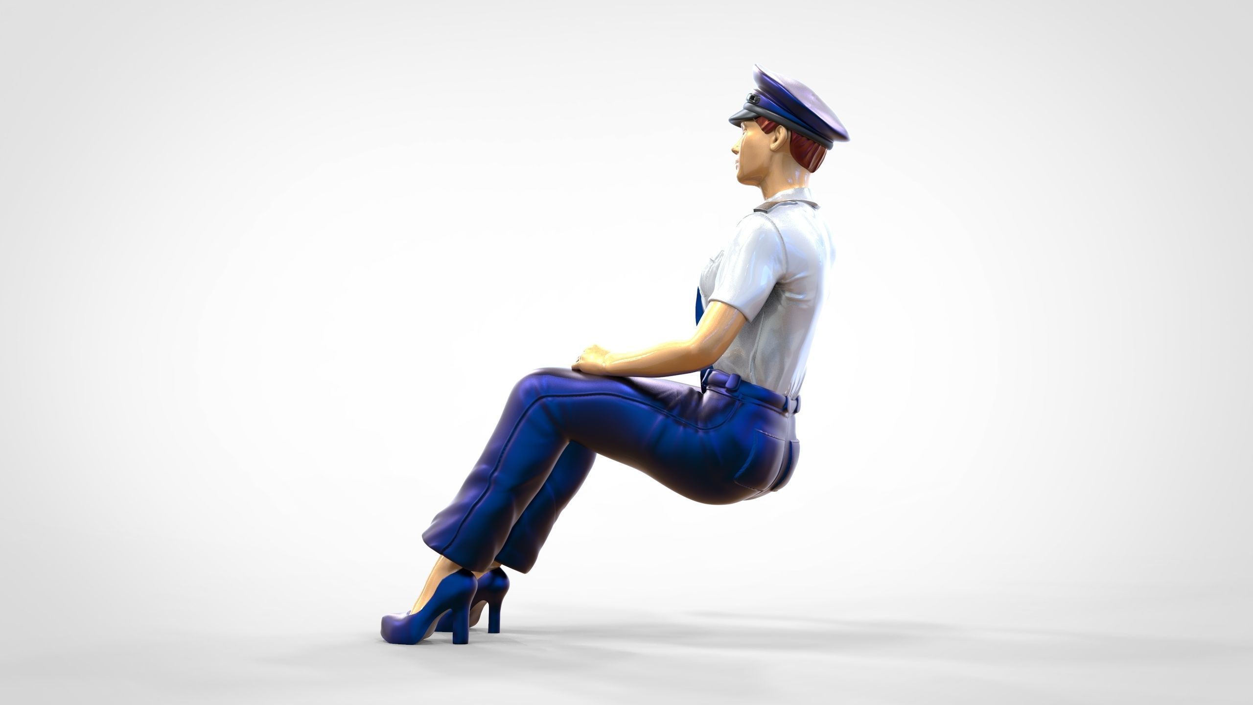 N4 Sitting Woman Pilot 3D print model_12