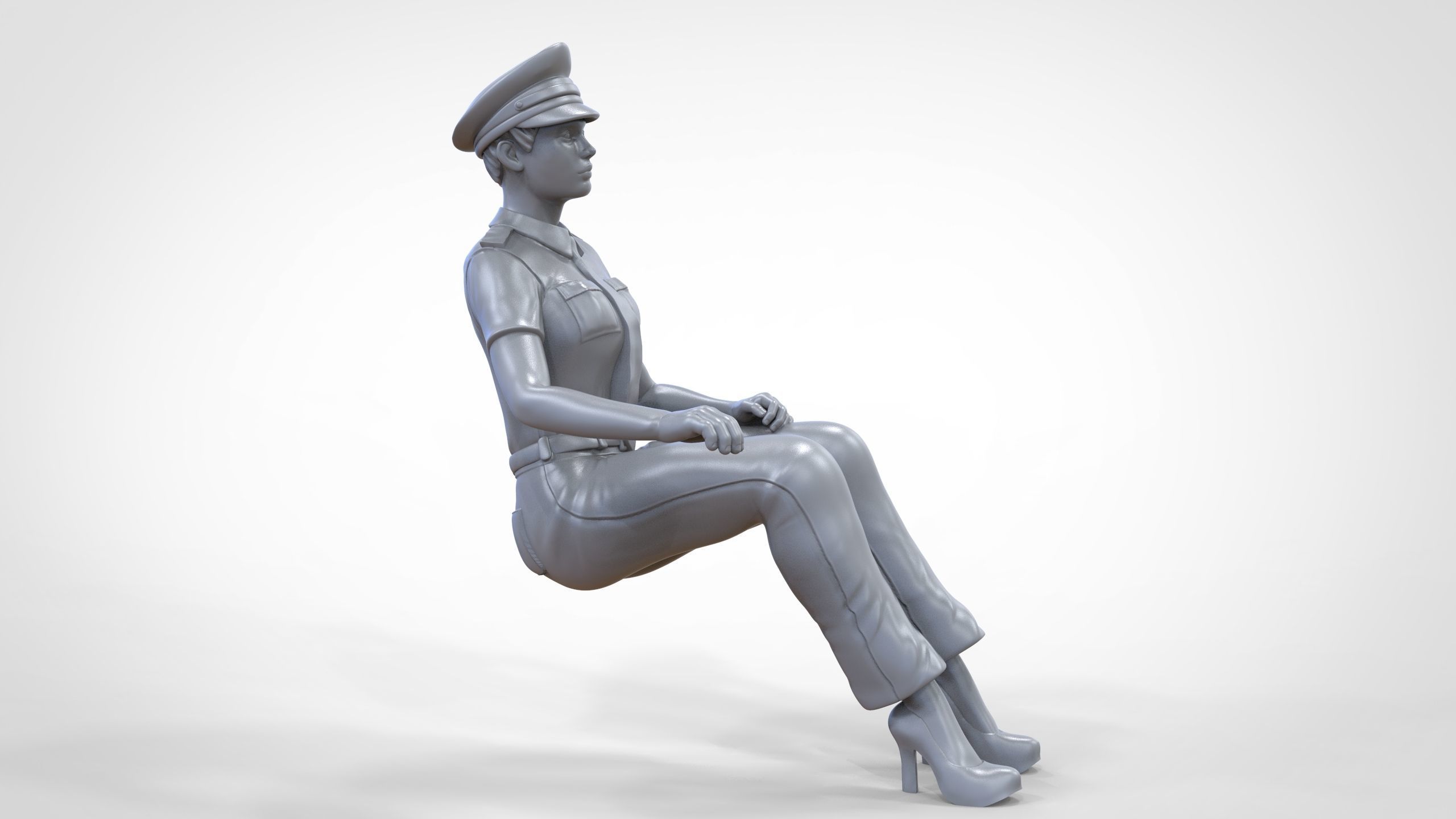 N4 Sitting Woman Pilot 3D print model_24