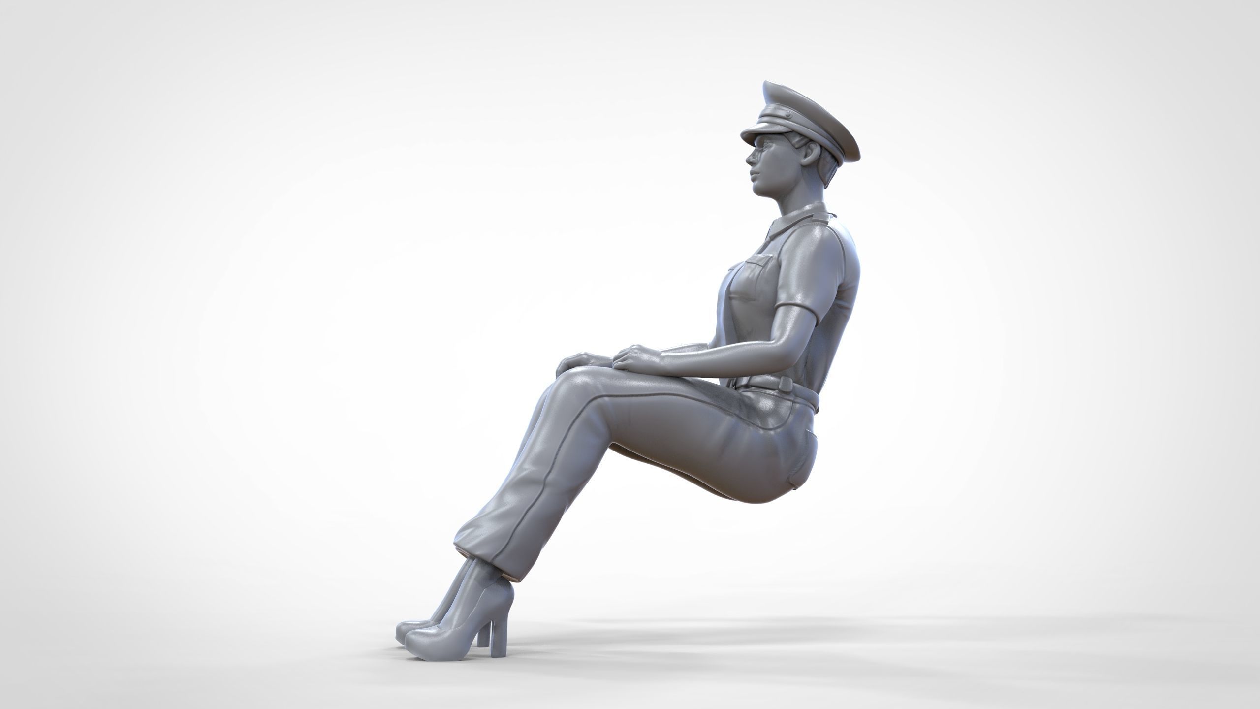 N4 Sitting Woman Pilot 3D print model_30