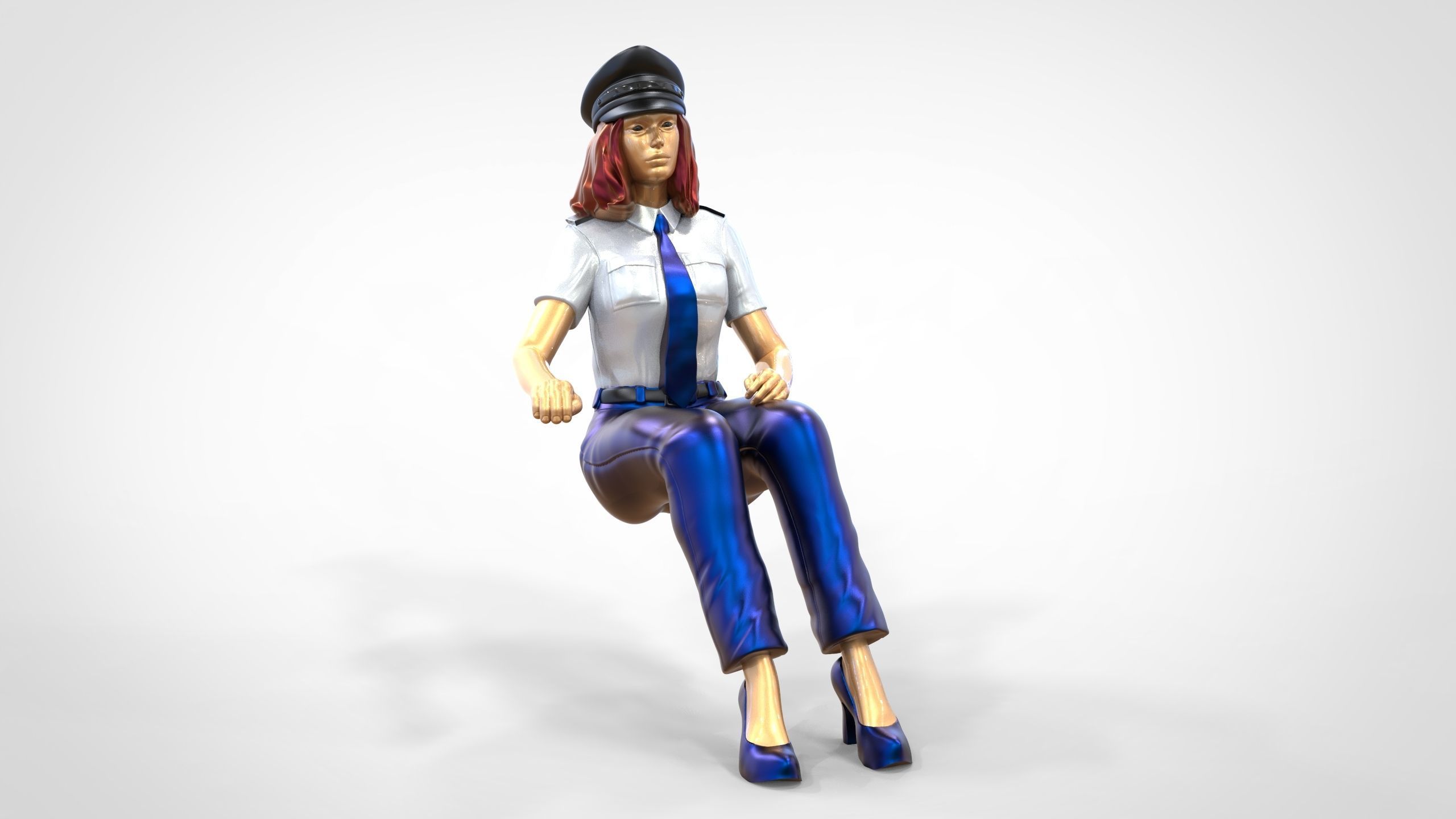 N4 Sitting Woman Pilot 3D print model_23