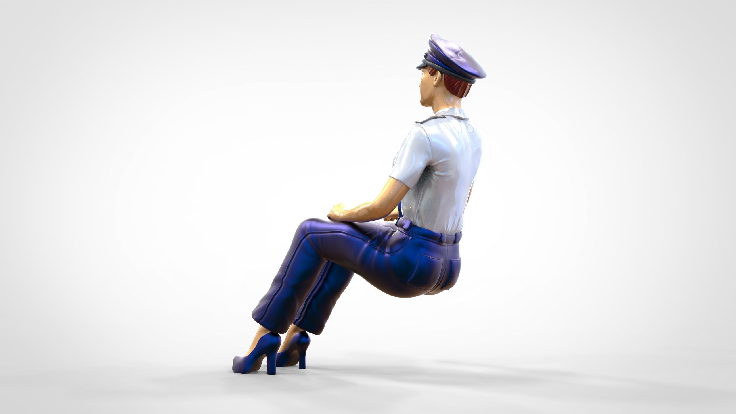 N4 Sitting Woman Pilot 3D print model_11