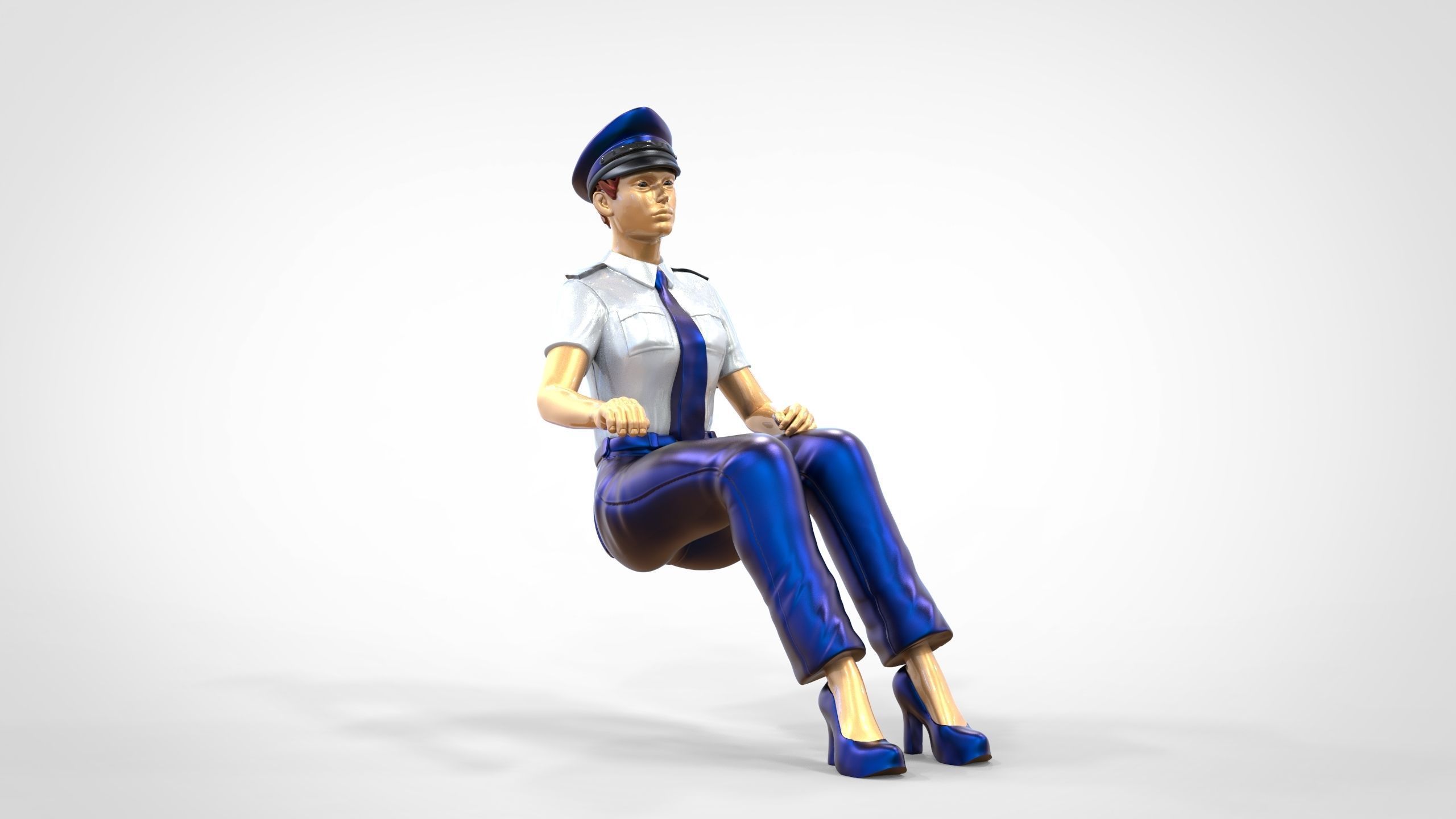 N4 Sitting Woman Pilot 3D print model_22