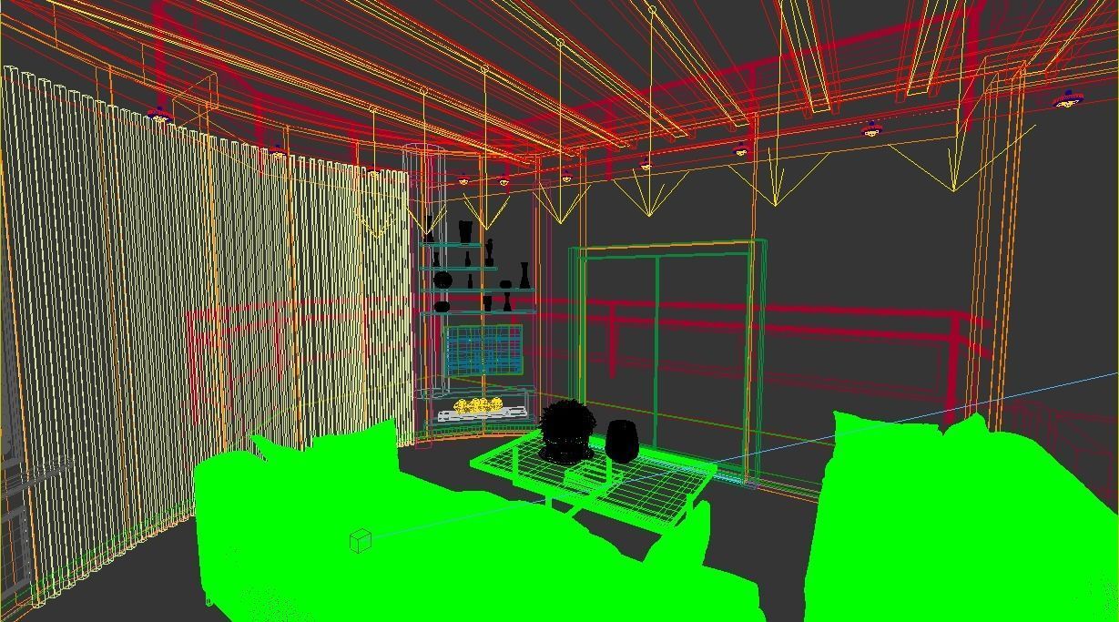 Realistic Residential Interior living and dining room scene Low-poly 3D model_4