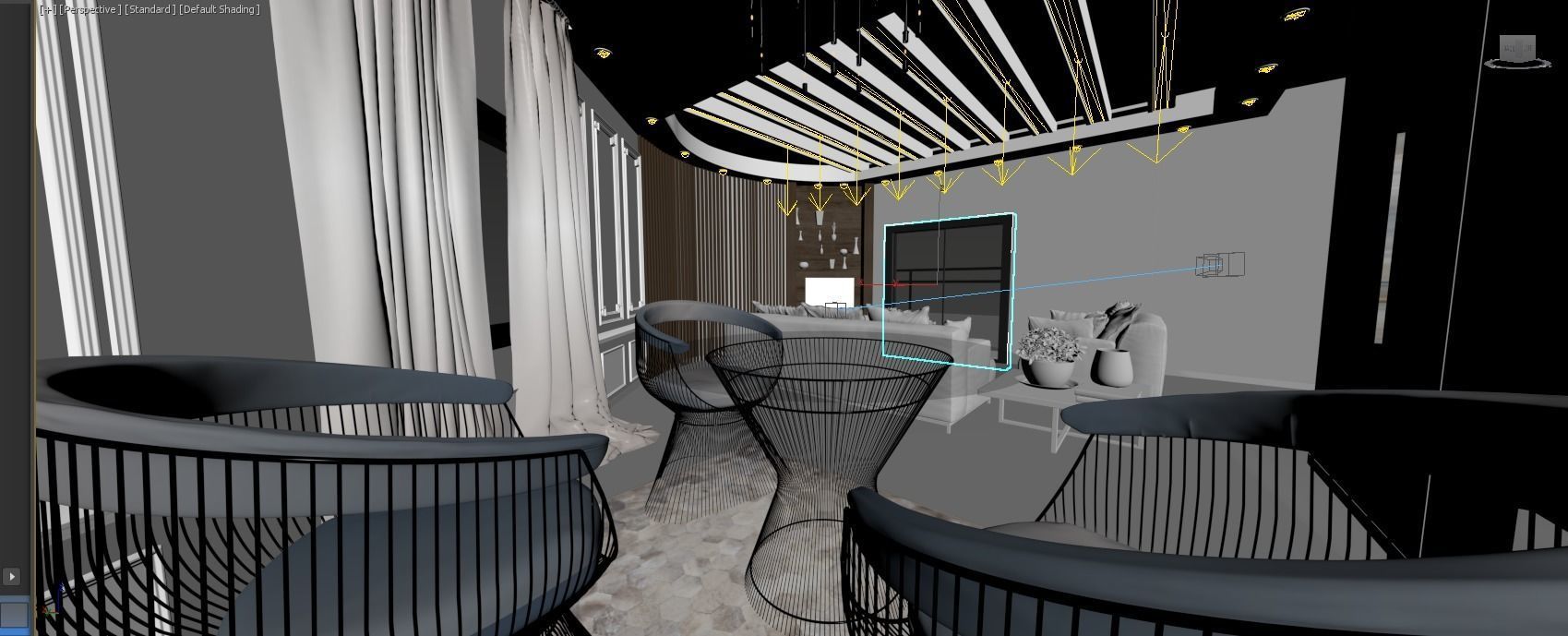 Realistic Residential Interior living and dining room scene Low-poly 3D model_1