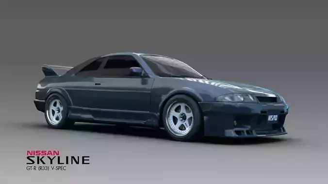 Nissan Skyline GT-R R33 V-Spec Low-poly 3D model