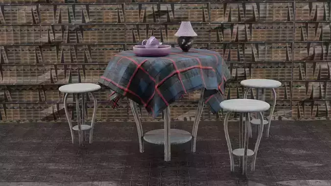 Tea party in the library and a lamp with a butterfly