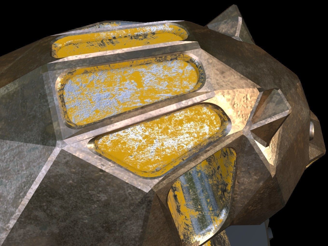 Steampunk Panda Rock Low-poly 3D model_11