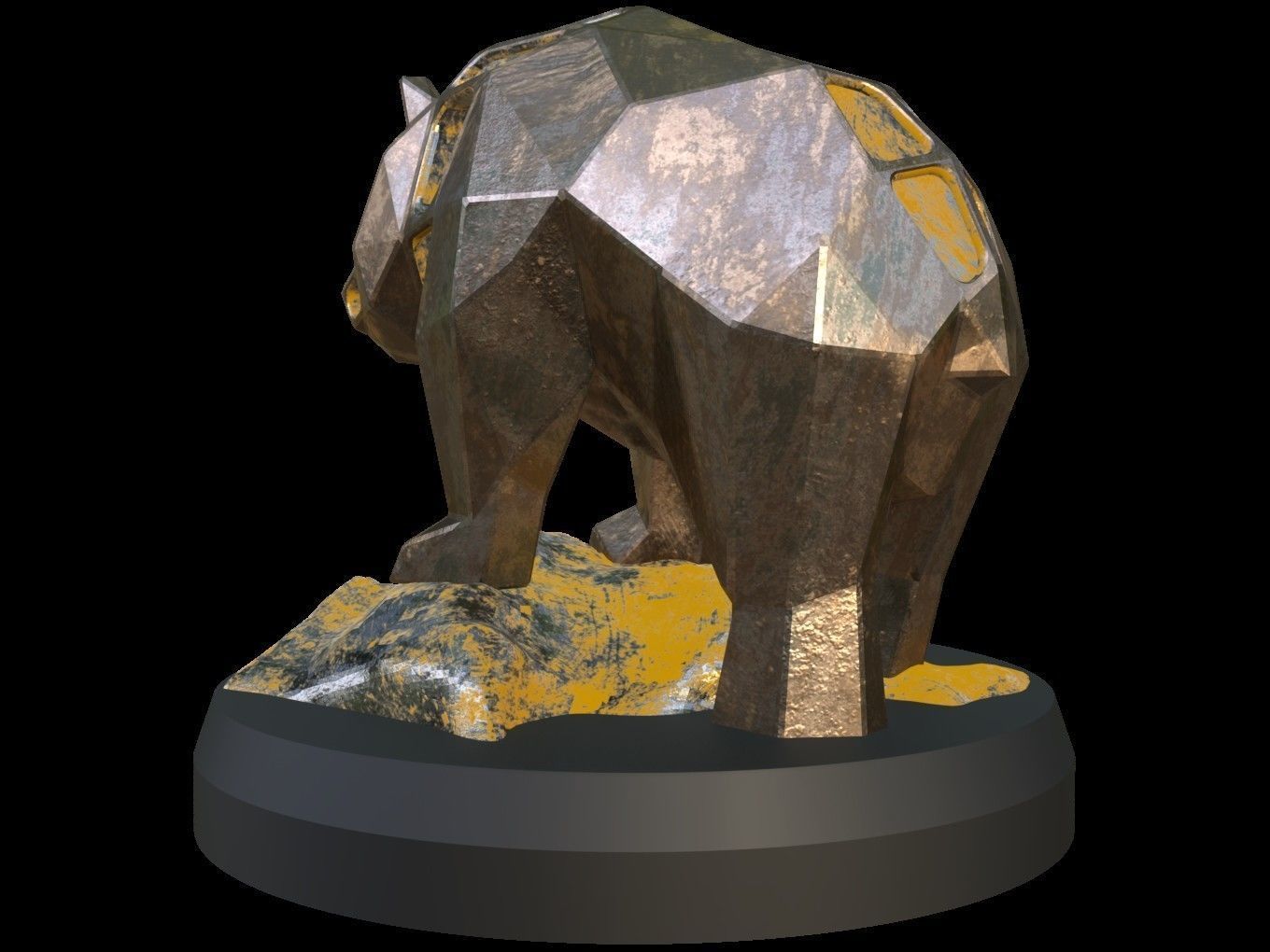 Steampunk Panda Rock Low-poly 3D model_4