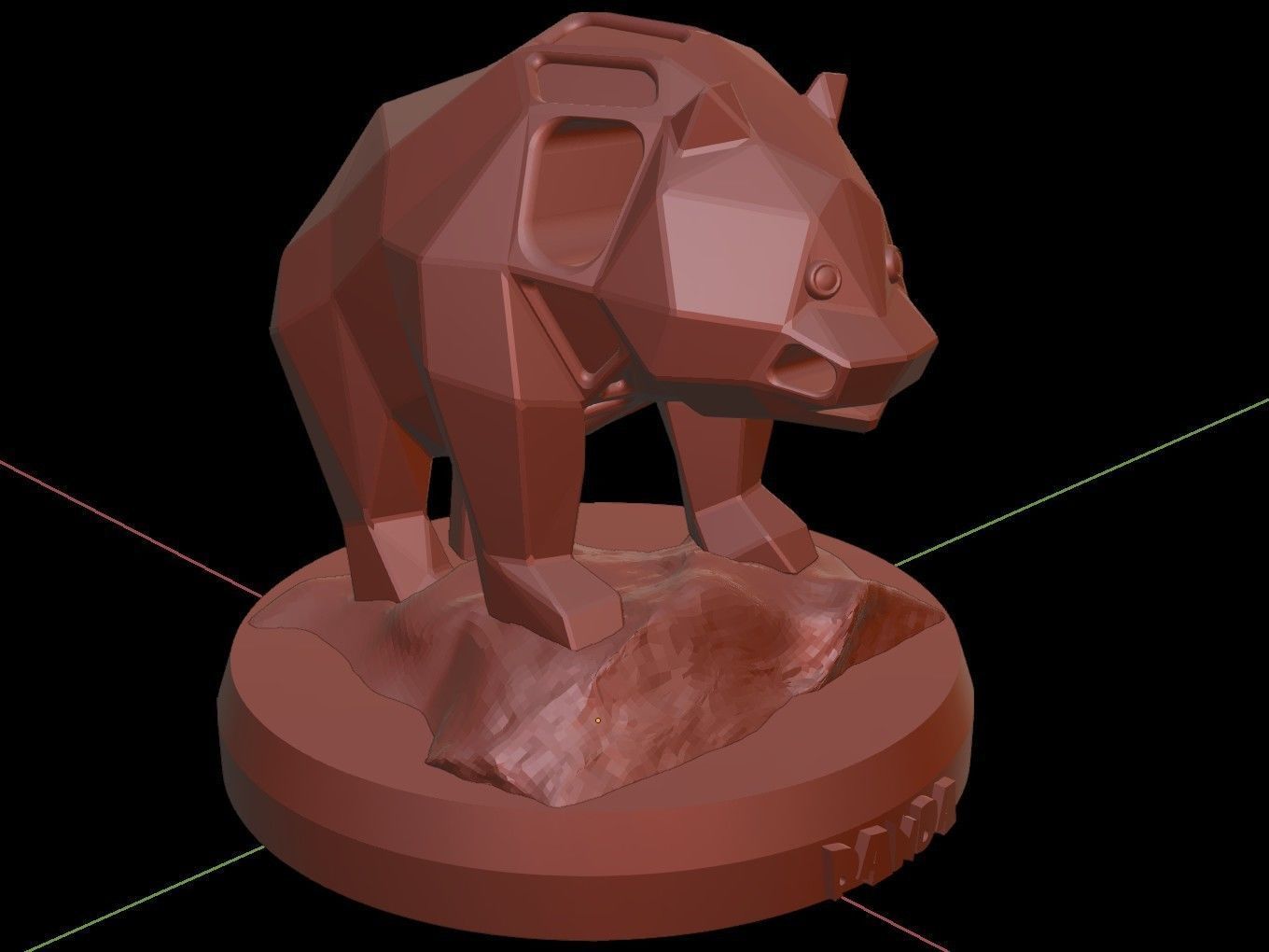Steampunk Panda Rock Low-poly 3D model_16