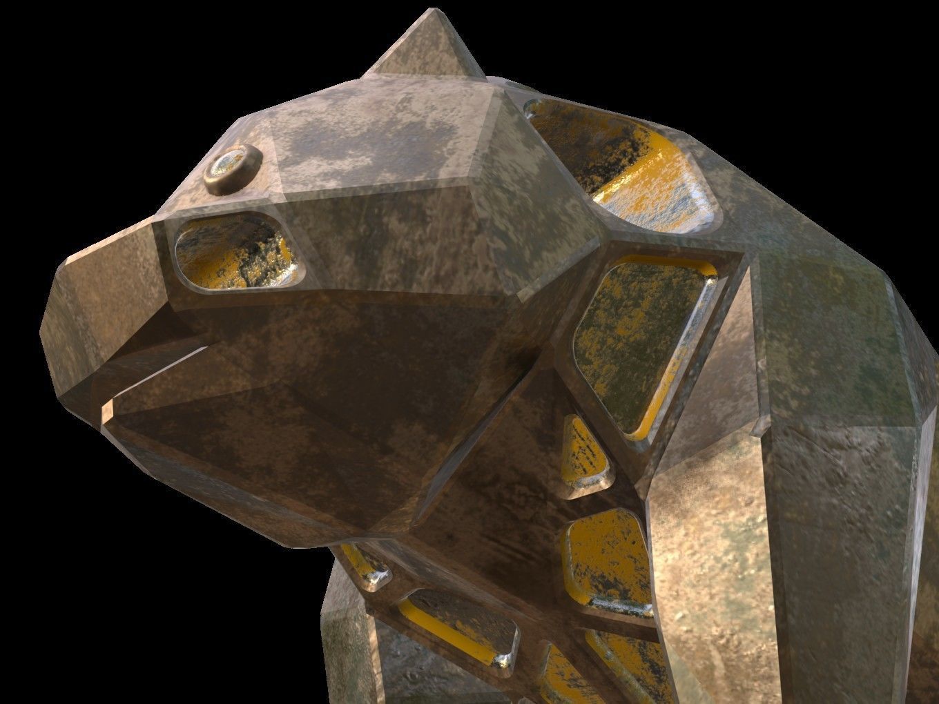 Steampunk Panda Rock Low-poly 3D model_12