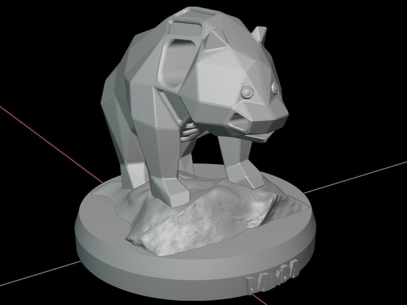 Steampunk Panda Rock Low-poly 3D model_13