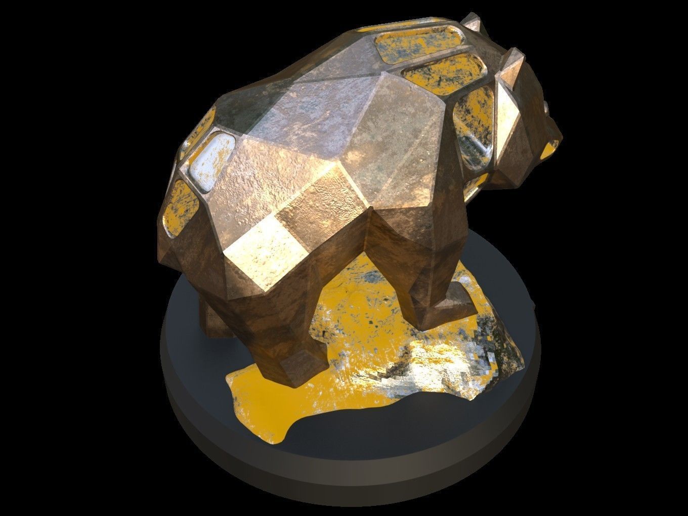 Steampunk Panda Rock Low-poly 3D model_6