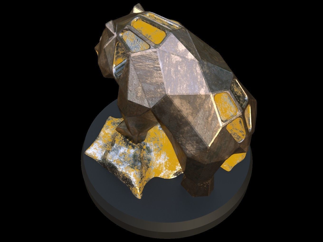 Steampunk Panda Rock Low-poly 3D model_3