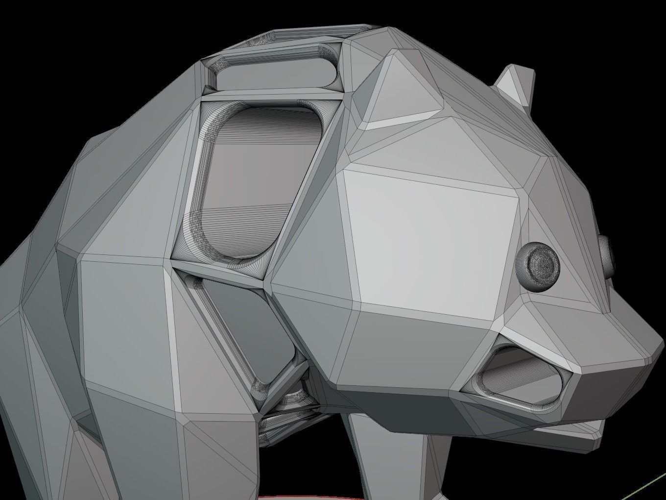 Steampunk Panda Rock Low-poly 3D model_14