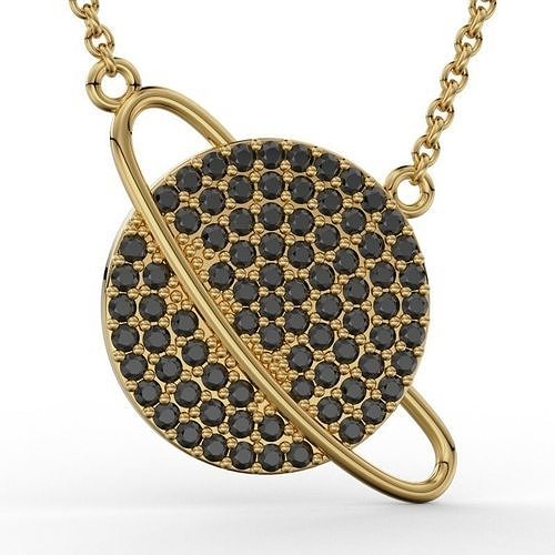 Pendant in the form of the planet saturn with stones 3D print model