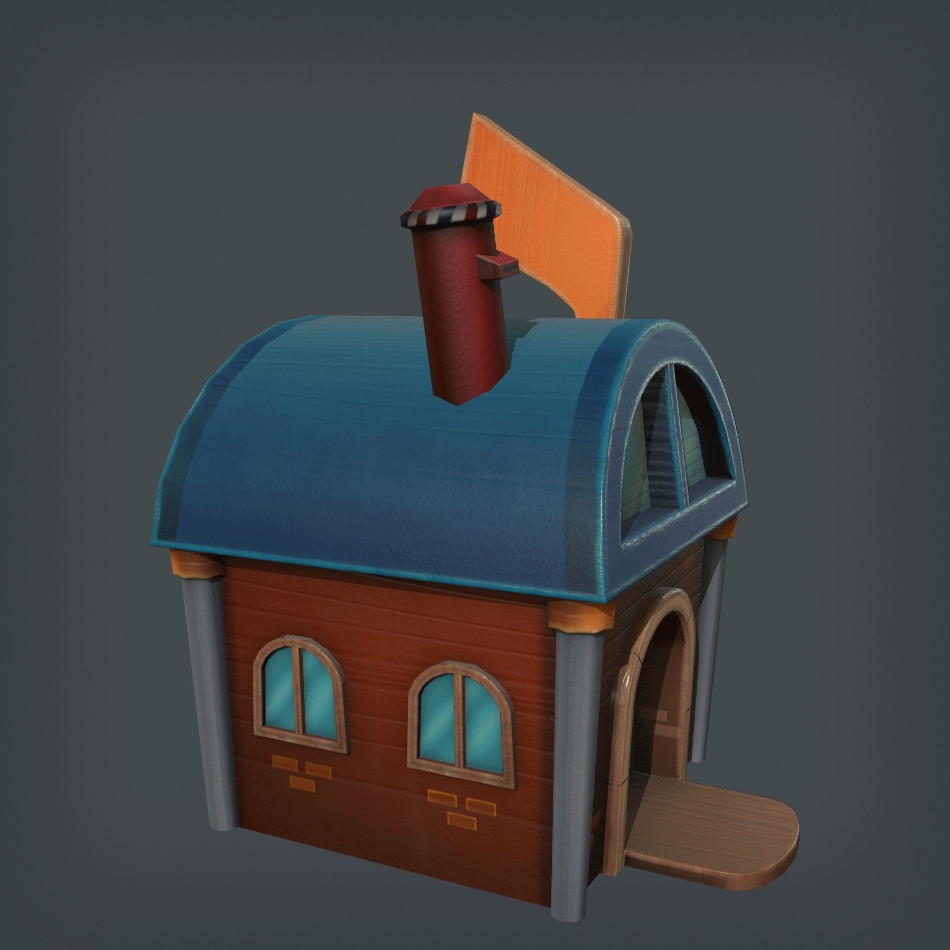 Mailbox House Low-poly 3D model_4