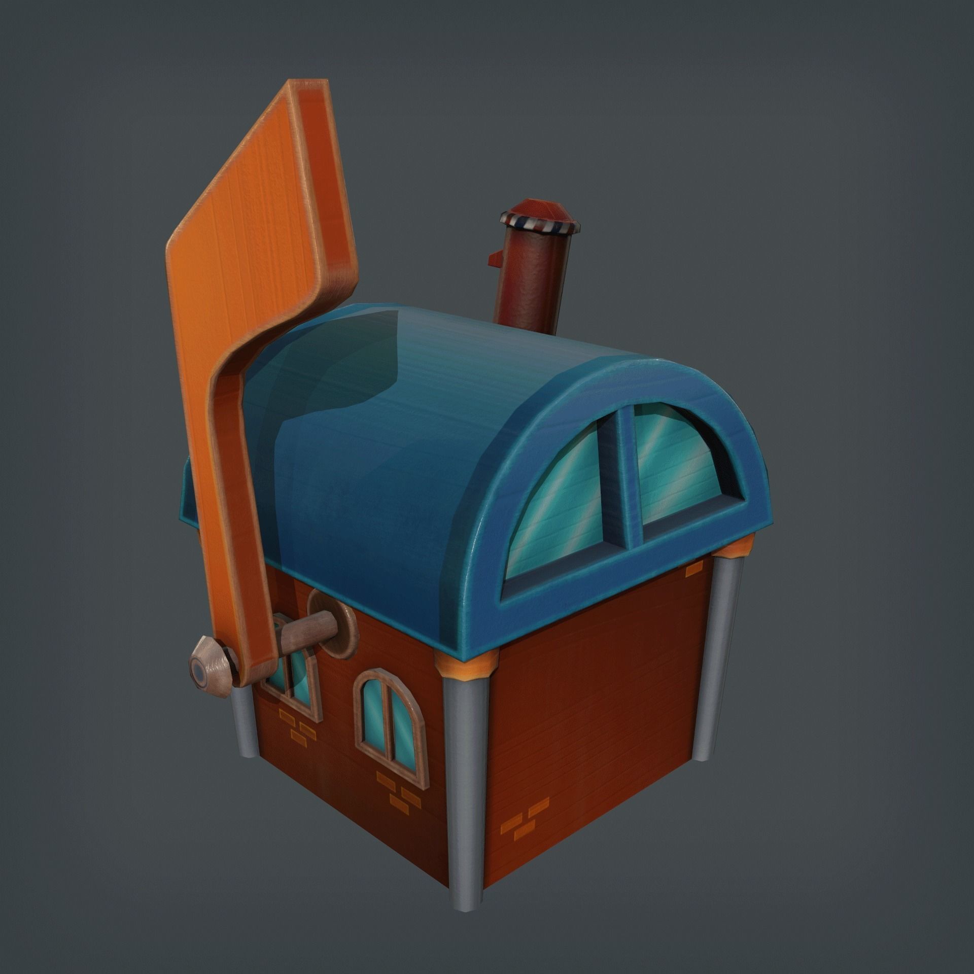 Mailbox House Low-poly 3D model_2