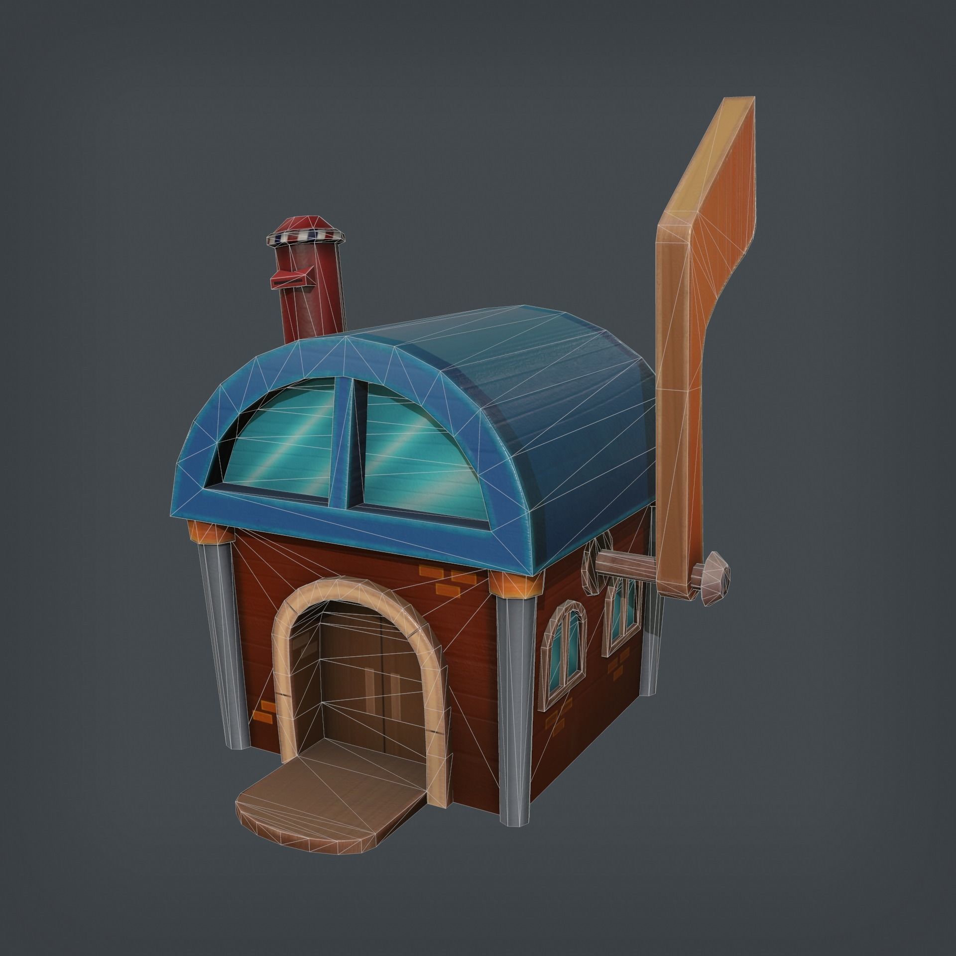 Mailbox House Low-poly 3D model_8