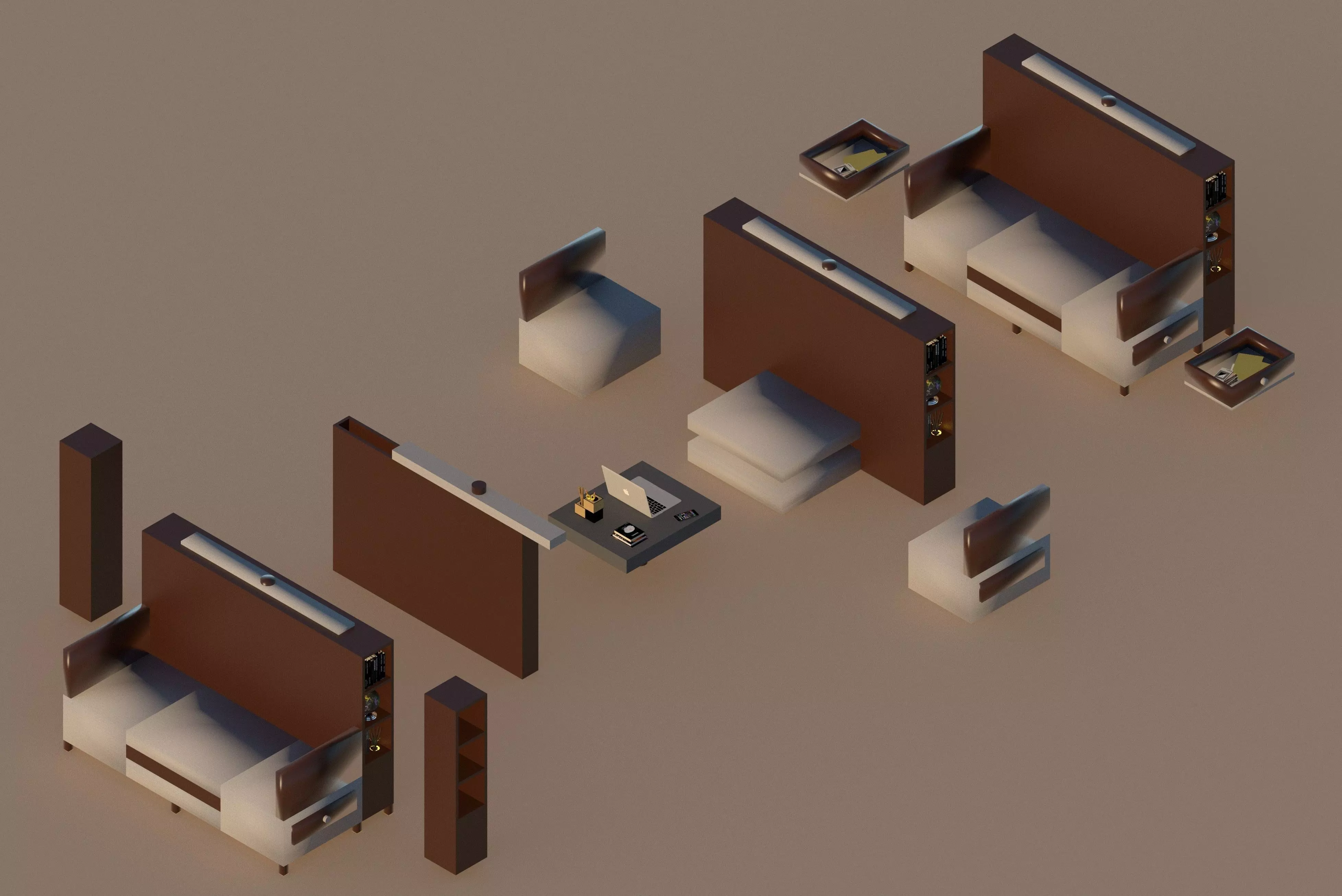 Multi purpose sofa 3D model_0