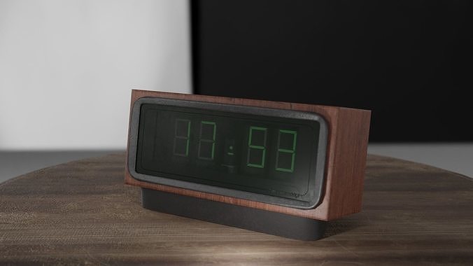 Table clock and table Low poly PBR render Eevee Low-poly 3D model