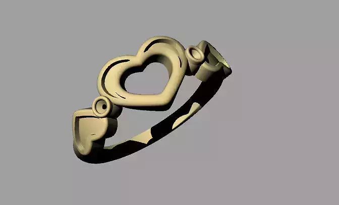 Ring with enamel hearts and diamonds