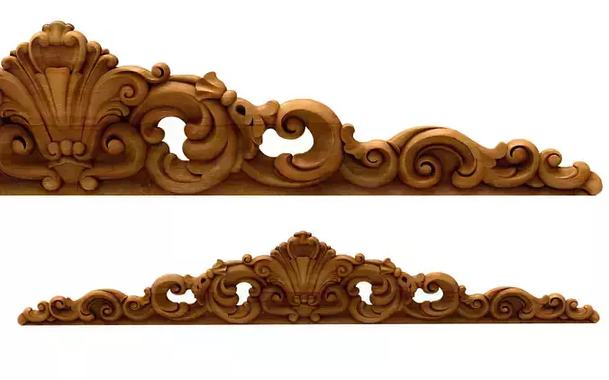 3D Model STL Headboard carved wood crown molding