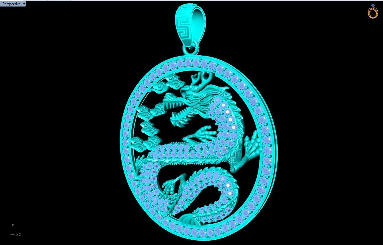 Dragon pendant - Mens pendant - N1230 3D print model_5
