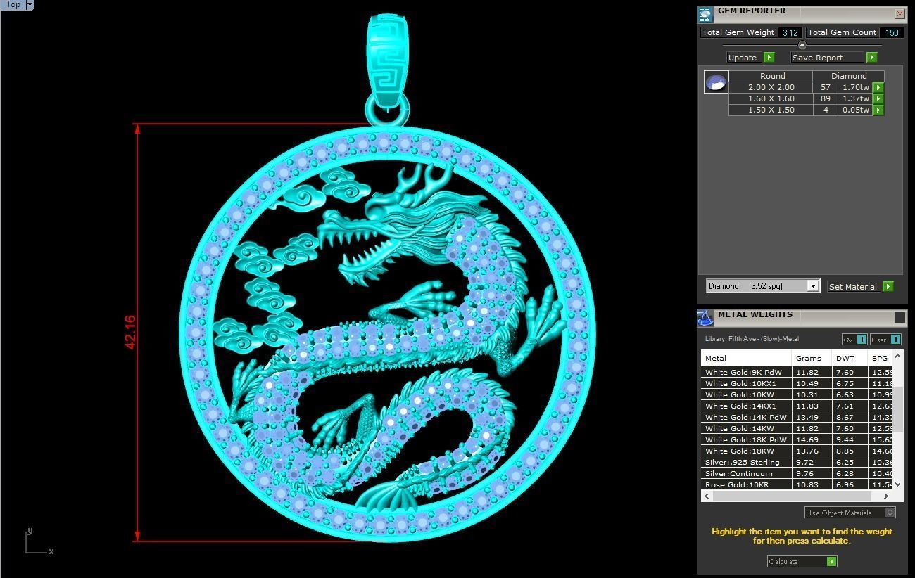 Dragon pendant - Mens pendant - N1230 3D print model_7