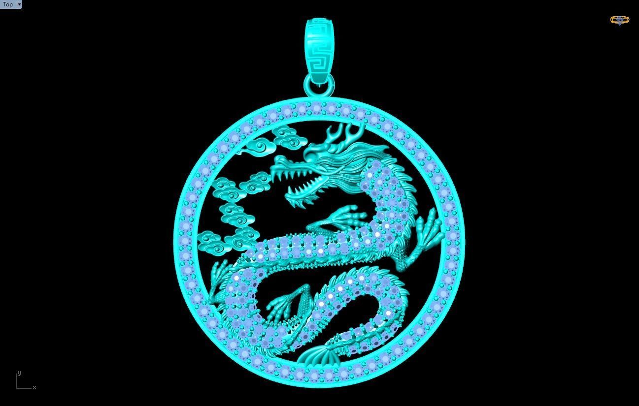 Dragon pendant - Mens pendant - N1230 3D print model_2