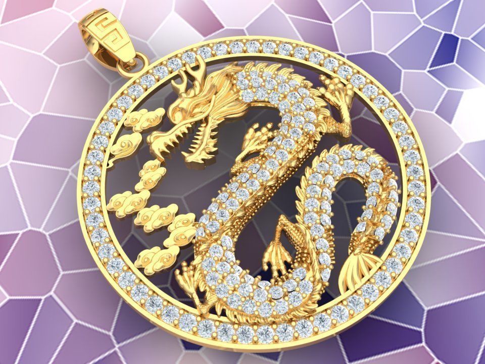 Dragon pendant - Mens pendant - N1230 3D print model_1